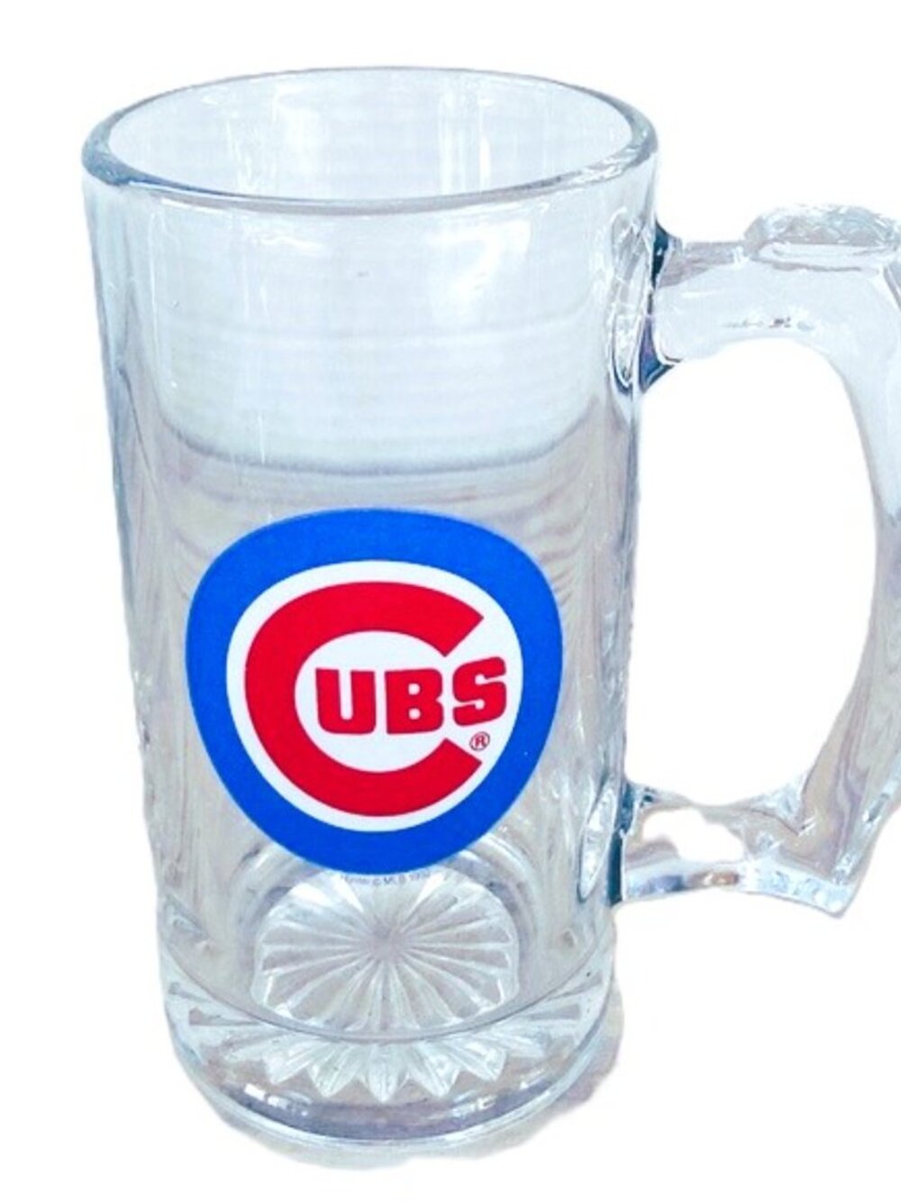 Chicago Cubs MLB Baseball Clear Glass Mug Stein with Emblem 12 oz
